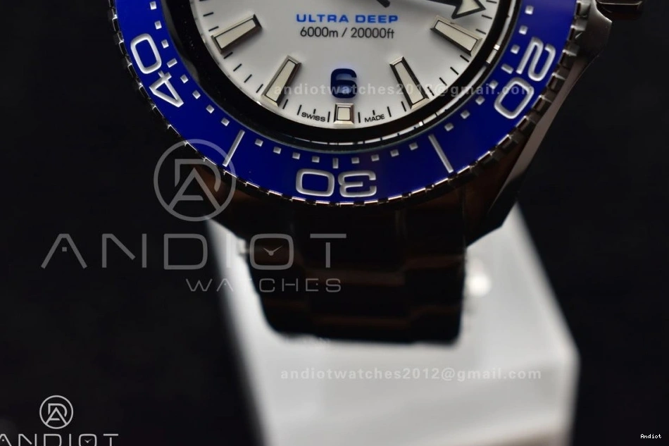 Ultra Ceramic Seamaster A2824 Dial 1:1 Edition TF White Best 6000M on SS Bracelet Bezel Deep SS Blue 1218